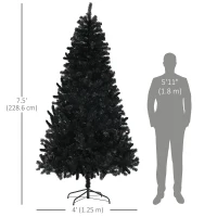 HOMCOM 7.5ft Artificial Christmas Trees with Auto Open and Steel Base, Black(m-3)