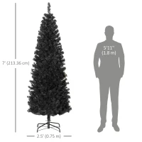 HOMCOM 7FT Pencil Christmas Tree, Artificial Christmas Tree with Automatic Open for Home Party, Black(m-3)