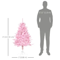 HOMCOM 4FT Artificial Christmas Tree Holiday Xmas Tree Decoration with Automatic Open for Home Party, Pink(m-3)