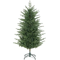 HOMCOM 5 ft Artificial Christmas Tree with Dense Realistic Branches, Full Ponderosa Fir, Hinged Xmas Tree, Easy Assembly(m-11)
