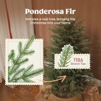 HOMCOM 5 ft Artificial Christmas Tree with Dense Realistic Branches, Full Ponderosa Fir, Hinged Xmas Tree, Easy Assembly(m-5)