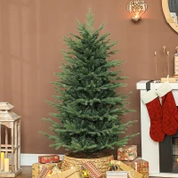 HOMCOM 5 ft Artificial Christmas Tree with Dense Realistic Branches, Full Ponderosa Fir, Hinged Xmas Tree, Easy Assembly(m-8)