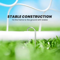Soozier 6ft x 4ft Soccer Goal Net with Metal Frame, PE Mesh, Ground Stakes, Easy Assembly, White(m-5)