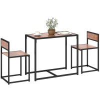 HOMCOM Dining Table Set, Industrial Dining Set for 2, Kitchen Table and Chairs for Small Space, Dining Room Table with Chairs(m-2)