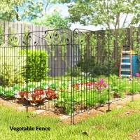 Outsunny Garden Fence, 4 Pack Steel Fence Panels, 11.5' L x 43" H, Rust-Resistant Decorative Border Flower Edging for Yard, Landscape, Patio, Outdoor Decor, Square Vines(m-8)