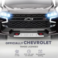 Aosom Licensed Chevrolet Tahoe Kids Ride on Car, 12V 7AH Toddler Electric Car with Parent Remote Control, 3 Speeds, Spring Suspension, LED Light, Horn, Music, Black(m-4)