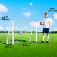 Soozier 6ft x 4ft Soccer Goal Net with Metal Frame, PE Mesh, Ground Stakes, Easy Assembly, White(m-3)
