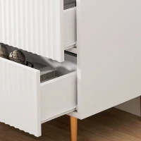 HOMCOM Bedside Table, Modern Nightstand with 2 Drawers, Side End Table with Metal Legs for Living Room, Bedroom, White(m-11)