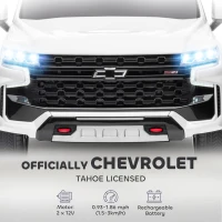 Aosom Licensed Chevrolet Tahoe Kids Ride on Car, 12V 7AH Toddler Electric Car with Parent Remote Control, 3 Speeds, Spring Suspension, LED Light, Horn, Music, White(m-4)