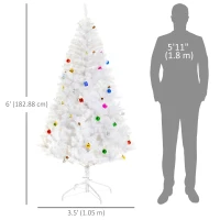HOMCOM 5.9ft Artificial Christmas Tree Xmas Holidays Décor with Ornament White(m-3)
