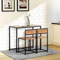 HOMCOM Dining Table Set, Industrial Dining Set for 2, Kitchen Table and Chairs for Small Space, Dining Room Table with Chairs(m-9)