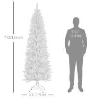 HOMCOM 7ft Tall Pencil Artificial Christmas Tree with 687 Branch Tips with Steel Base, White(m-3)
