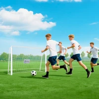 Soozier 6ft x 4ft Soccer Goal Net with Metal Frame, PE Mesh, Ground Stakes, Easy Assembly, White(m-10)