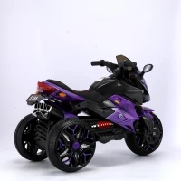 3-Wheel Kids Ride-On Motorcycle with Manual Throttle & Foot Brake, One-Button Start, Motorbike for Ages 3-5, 43.5″ L x 23.5″ W x 29″ H, Purple(m-5)