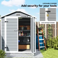 Outsunny 6x4.5 Outdoor Storage Shed, Lockable Tool Shed with Double Doors, Vent and Window for Garden, Cottage Style, Family Use, Gray(m-8)