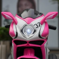6V Kids Electric Ride-On Motorcycle with MP3, LED Headlight and Light-Up Wheels, Motorbike Ideal for Ages 3-4, 30.5'' L x 16'' W x 20.5'' H, Pink(m-6)