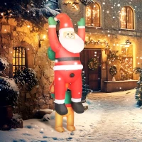 Outsunny 7FT Hanging Christmas Inflatable Santa with Dog, Christmas Blow Up Decoration with Built-in LED Lights for Garden(m-8)
