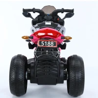 3-Wheel 12V Kids Electric Ride-On Motorcycle with Training Wheels and Headlight, Motorbike with MP3/USB, 43.5'' L x 23.5'' W x 29'' H, Red(m-6)