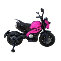 12V Kids Electric Motorcycle Ride-On with Training Wheels, Hand Throttle & Foot Brake, Motorbike for Ages 3-6, 48" L x 22" W x 33" H, Pink(m-11)