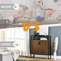 HOMCOM Buffet Cabinet, Glass Tabletop Accent Sideboard with Storage Cabinet and Open Shelf, Console Table for Living Room, Kitchen, Entryway, Brown(m-7)