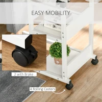 HOMCOM Mobile Standing Desk, Adjustable Height 31.5 inch Stand Up Desk with Wheels for Home Office, White(m-7)