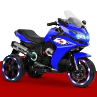 12V Kids Electric Ride-On Motorcycle with LED Lighted Wheels and Bluetooth MP3, Motorbike Perfect for Ages 3–6, 41.5" L x 18" W x 25" H, Blue(m-8)