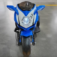 6V Kids Electric Ride-On Motorcycle with MP3, LED Headlight and Light-Up Wheels, Motorbike Ideal for Ages 3-4, 31" L x 16" W x 21" H, Blue(m-8)