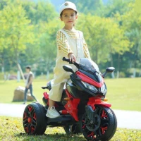 12V Kids Electric 3-Wheel Ride-On Motorcycle with Dual Motors, Manual Throttle, Motorbike for Ages 3-5, 43.5″ L x 23.5″ W x 29″ H, Red(m-1)