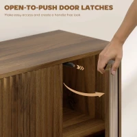 HOMCOM Buffet Cabinet with Storage, Modern Fluted Sideboard with Adjustable Shelves for Dining Room Living Room, Dark Brown(m-6)