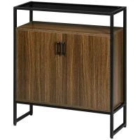 HOMCOM Buffet Cabinet, Glass Tabletop Accent Sideboard with Storage Cabinet and Open Shelf, Console Table for Living Room, Kitchen, Entryway, Brown(m-11)