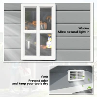 Outsunny 6x4.5 Outdoor Storage Shed, Lockable Tool Shed with Double Doors, Vent and Window for Garden, Cottage Style, Family Use, Gray(m-7)