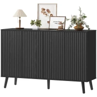 HOMCOM Buffet Cabinet with Storage, Modern Fluted Sideboard with Adjustable Shelves for Dining Room Living Room, Black(m-2)