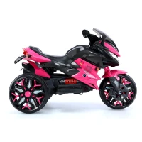 3-Wheel 12V Kids Electric Ride-On Motorcycle with Training Wheels and Headlight, Motorbike with MP3/USB, 43.5'' L x 23.5'' W x 29'' H, Pink(m-6)