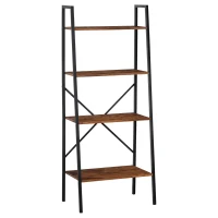 HOMCOM 4-Tier Vintage Ladder Shelf Bookcase Storage Rack Home Office Organizer with Open Display Shelf(m-2)