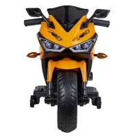 12V Kids Electric Ride-On Motorcycle with Training Wheels and Headlight, Motorbike with MP3 and Light-Up Wheels, 46" L x 20" W x 26" H, Orange(m-7)