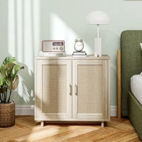 HOMCOM Accent Cabinet with Linen Doors and Adjustable Shelves for Living Room, Dining Room, Kitchen(m-9)