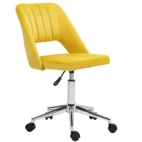 Vinsetto Mid Back Office Chair Velvet Fabric Swivel Scallop Shape Computer Desk Chair, Yellow(m-11)