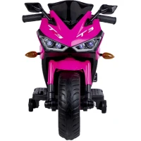 12V Kids Electric Ride-On Motorcycle with Training Wheels and Headlight, Motorbike with MP3 and Light-Up Wheels, 46" L x 20" W x 26" H, Pink(m-8)