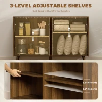 HOMCOM Buffet Cabinet with Storage, Modern Fluted Sideboard with Adjustable Shelves for Dining Room Living Room, Dark Brown(m-5)