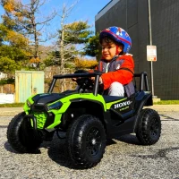 12V Ride-On UTV Electric Car with Dual Control Child Drive or 2.4G Parental Remote, Vehicle for Kids Ages 3-6, 39.5″ L x 22″ W x 21″ H, Green(m-4)