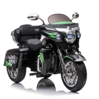 2-Seat 12V Kids Electric Ride-On Motorcycle with Storage Trunk, 3-Wheel Motorbike with MP3 and Bluetooth, 43.5'' L x 19'' W x 26.5'' H, Black(m-2)