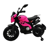 12V Kids Electric Motorcycle Ride-On with Training Wheels, Hand Throttle & Foot Brake, Motorbike for Ages 3-6, 48" L x 22" W x 33" H, Pink(m-2)