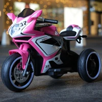 6V Kids Electric Ride-On Motorcycle with MP3, LED Headlight and Light-Up Wheels, Motorbike Ideal for Ages 3-4, 30.5'' L x 16'' W x 20.5'' H, Pink(m-4)