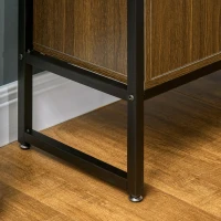 HOMCOM Buffet Cabinet, Glass Tabletop Accent Sideboard with Storage Cabinet and Open Shelf, Console Table for Living Room, Kitchen, Entryway, Brown(m-10)