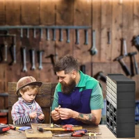 DURHAND Plastic 39 Drawer Parts Organiser Wall Mount Storage Cabinet for Small Nuts Bolts Tool Set of 2 Black(m-7)