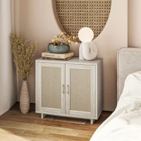 HOMCOM Accent Cabinet with Linen Doors and Adjustable Shelves for Living Room, Dining Room, Kitchen(m-8)