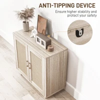 HOMCOM Accent Cabinet with Linen Doors and Adjustable Shelves for Living Room, Dining Room, Kitchen(m-7)