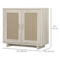 HOMCOM Accent Cabinet with Linen Doors and Adjustable Shelves for Living Room, Dining Room, Kitchen(m-3)