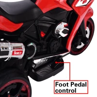 12V Kids Electric Ride-On Motorcycle with LED Lighted Wheels and Bluetooth MP3, Motorbike Perfect for Ages 3–6, 41.5" L x 18" W x 25" H, Red(m-7)