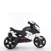 3-Wheel 12V Kids Electric Ride-On Motorcycle with Training Wheels and Headlight, Motorbike with MP3/USB, 43.5'' L x 23.5'' W x 29'' H, White(m-6)